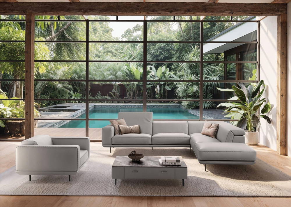 Denny corner sectional sofa with peninsula
