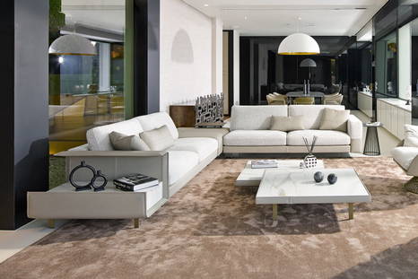 Vincent Corner Sectional Sofa with table from Gamma Arredamenti.
