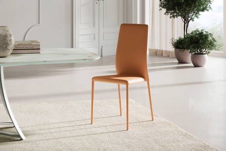 Renee upholstered dining chair in curry premium eco-leather