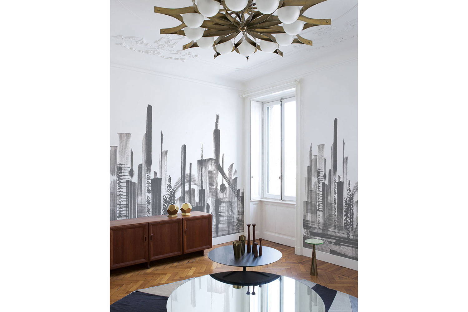 Skyline 17042 wallpaper in LondonArt living area setting