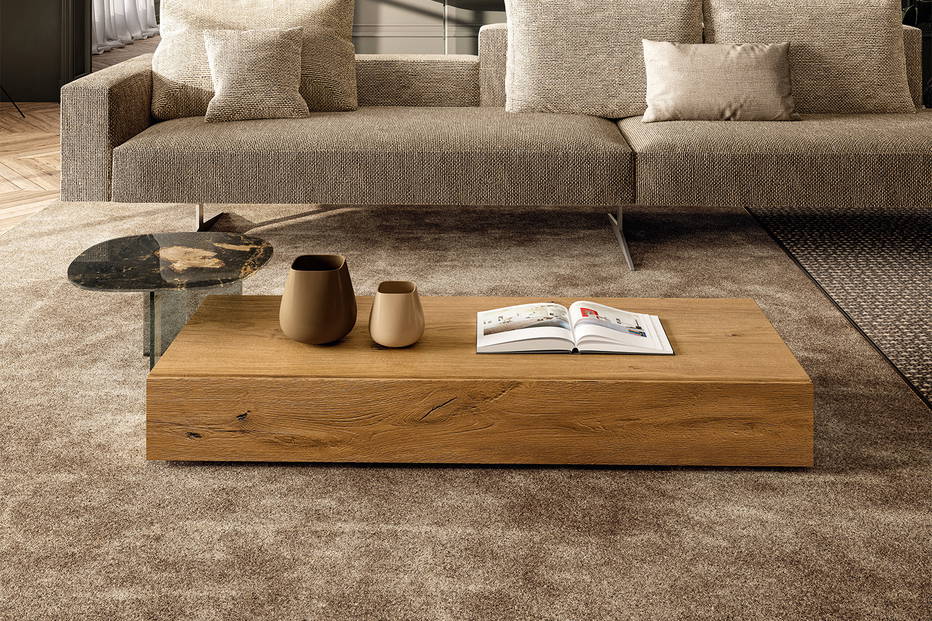 The 36e8 1925 Wood Coffee Table with the Pleasure end table.