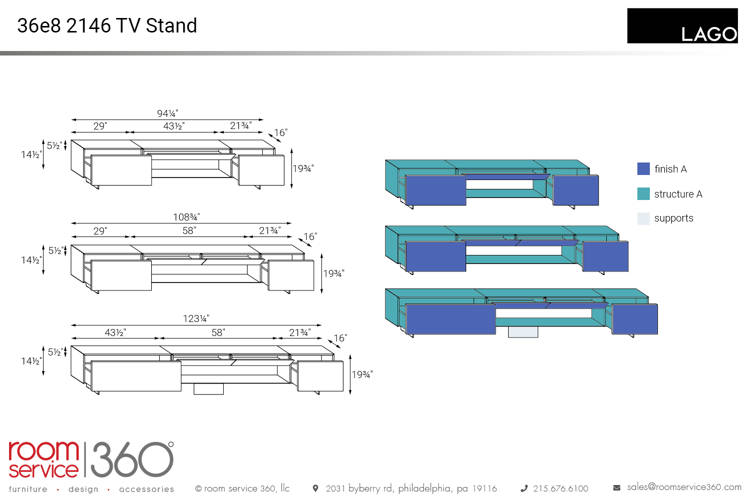 36e8 2146 TV Stand by Lago | room service 360°