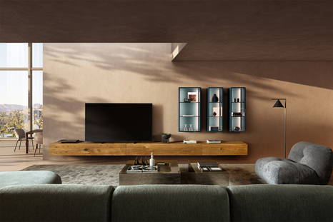 The 36e8 2767 Wall Unit with Upglass coffee tables.