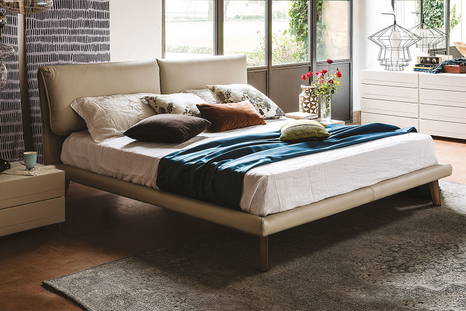 Adam leather bed with Duno dresser and nightstand