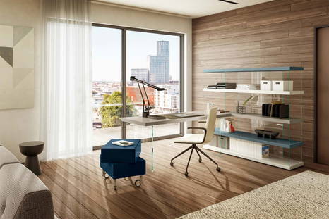 Air 1256 bookshelf with desk by Daniele Lago for Lago