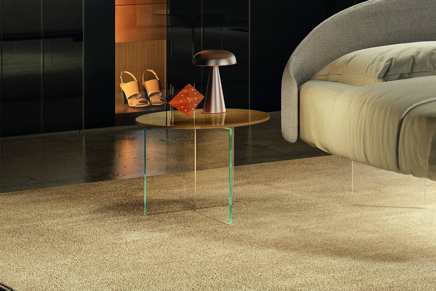 Air Round Glass Nightstand