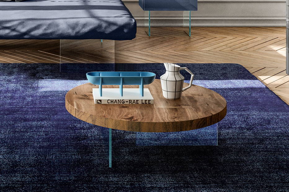 Air round wood coffee table by Lago
