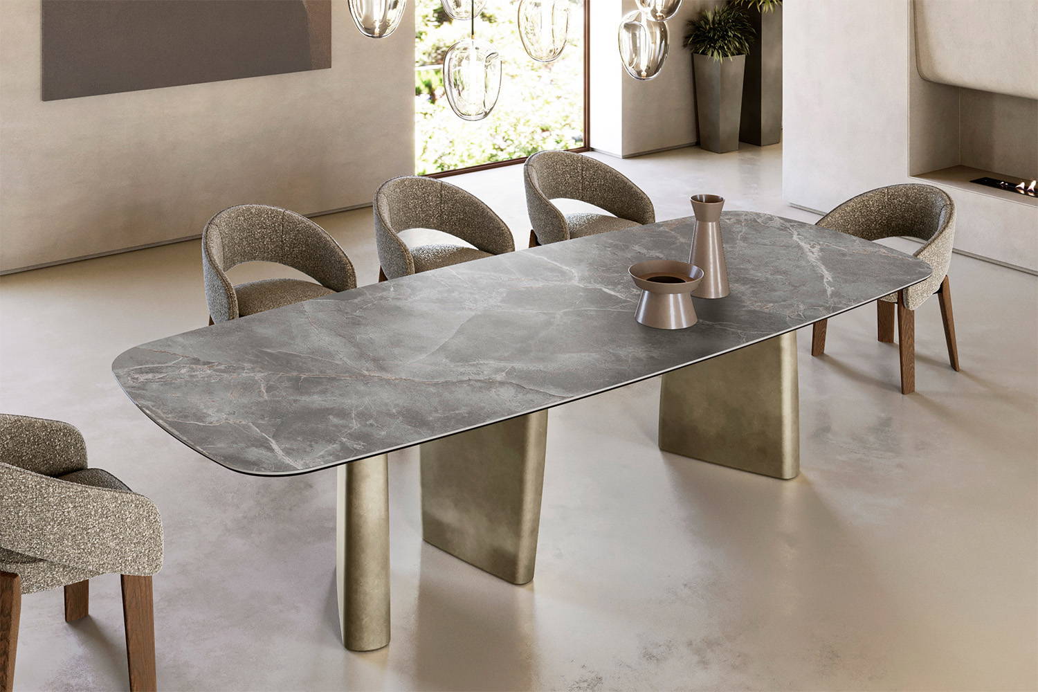 Albert Ceramic Dining Table by Eforma (118"W)
