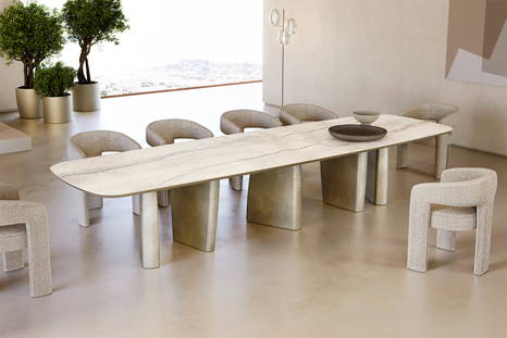 Albert XL Dining Table (157½"W) with Egle chairs