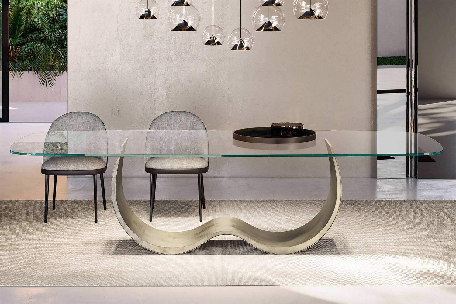 The Alisei Ceramic Dining Table with glass top