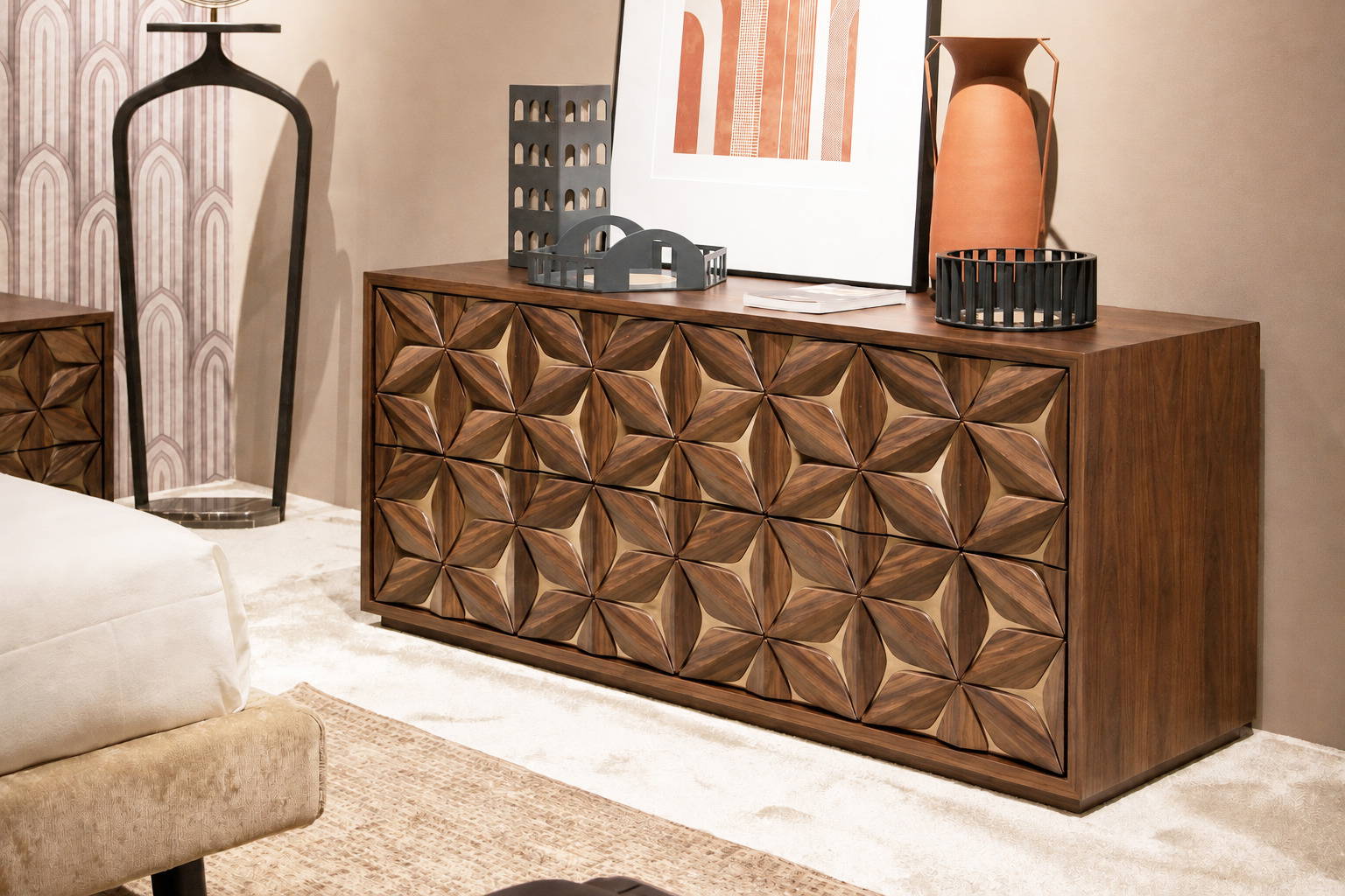 All Star Night Dresser with Canaletto walnut finish 