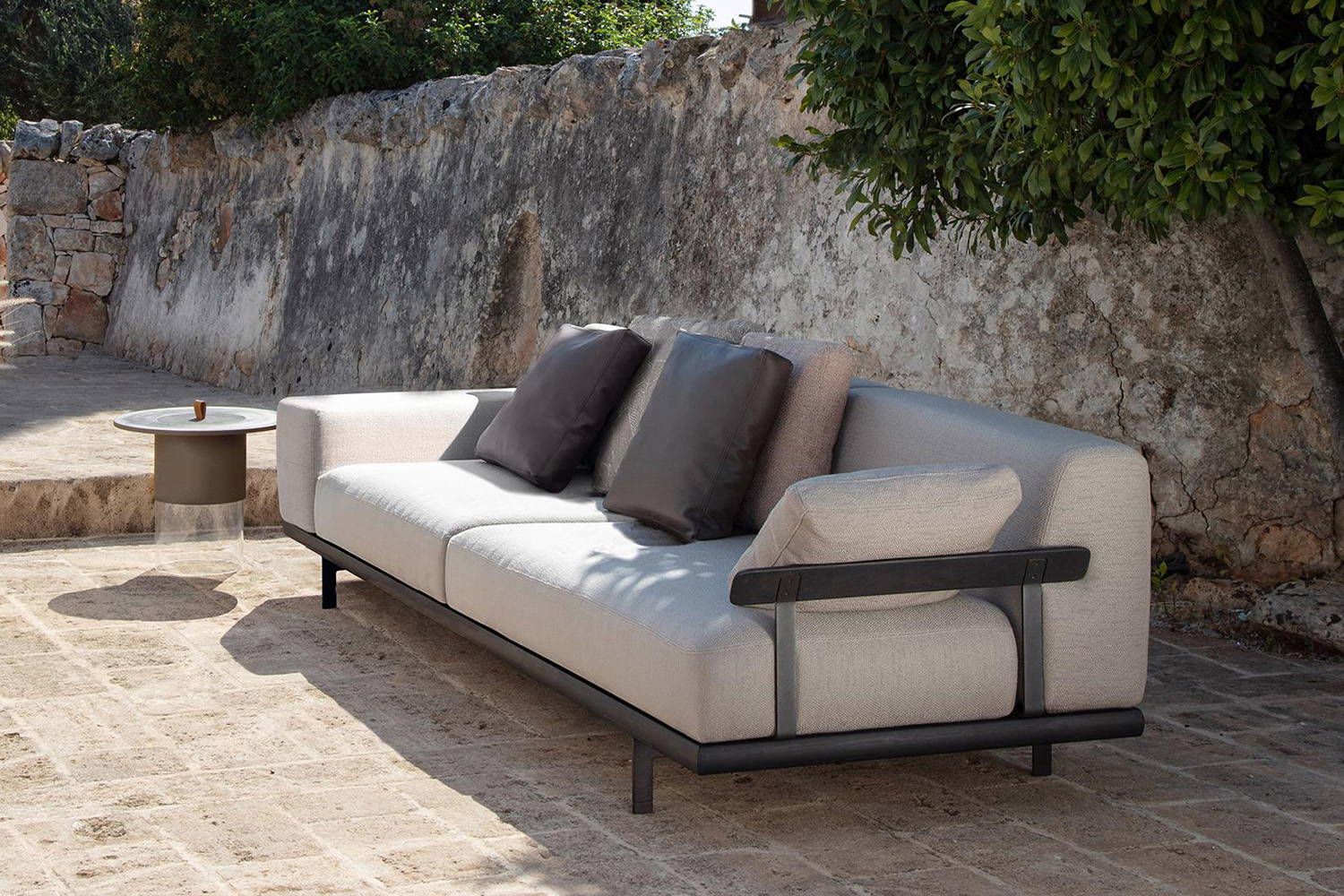 Allure sofa with wood arm designed by Christophe Pillet for Talenti