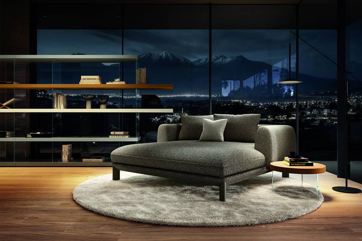 The Altana Chaise Lounge with the Air round end table. The Altana Chaise Lounge with the Air round end table.