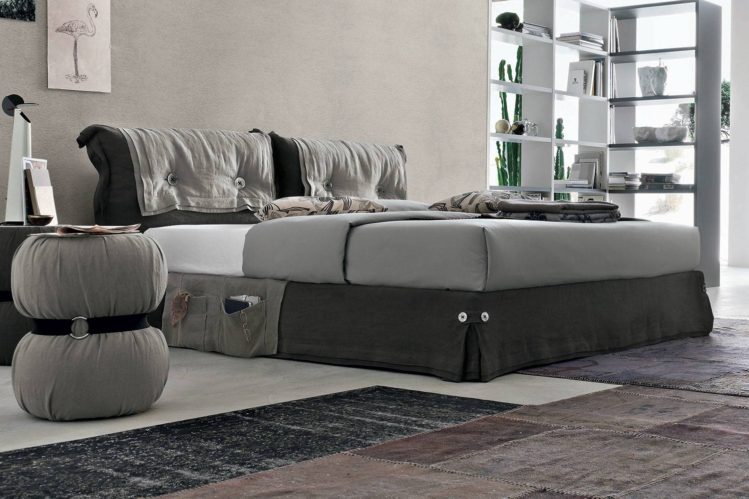 Amami bed with covers and pocket