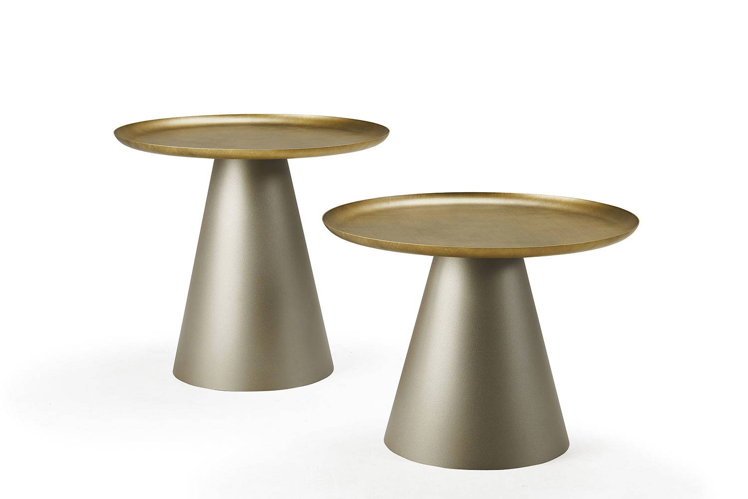 Amerigo end tables (Brushed Brass top and Titanium base)