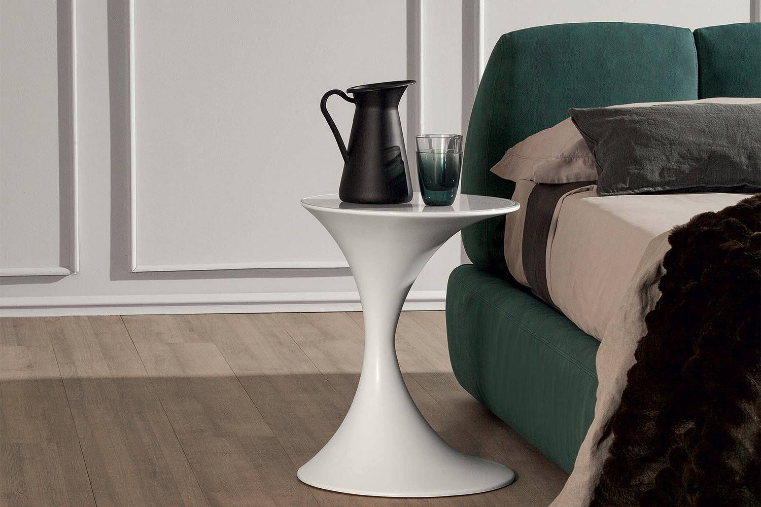 Andorra end table by Tonin Casa in a bedroom interior