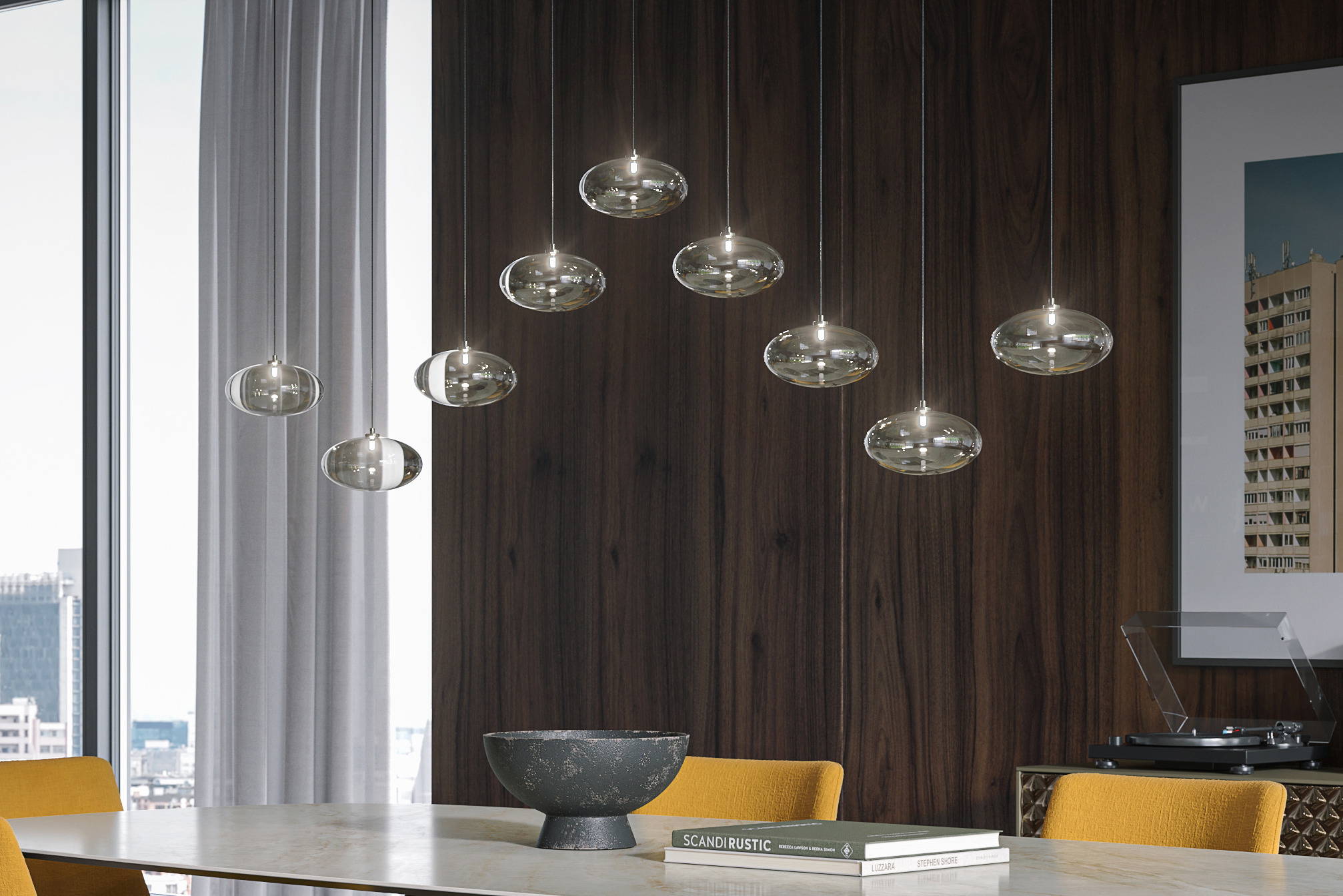 Andromeda Suspension Light with 9 pendants