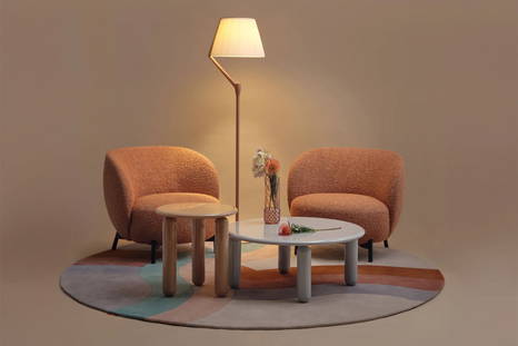 Angelo Stone Floor Lamp by Kartell, with Lunam Lounge Chairs