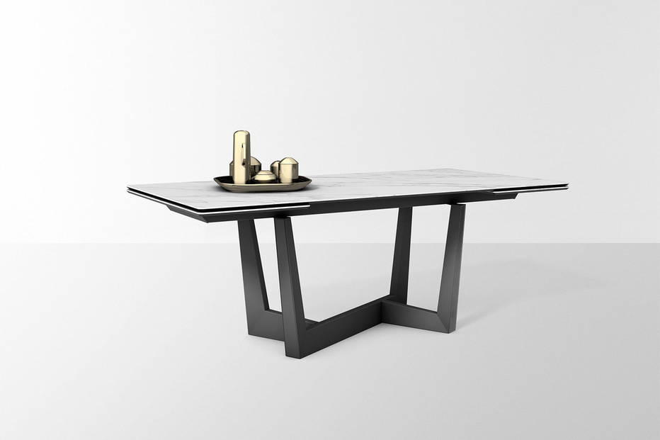 Art extension dining table by Bonaldo with a ceramic top