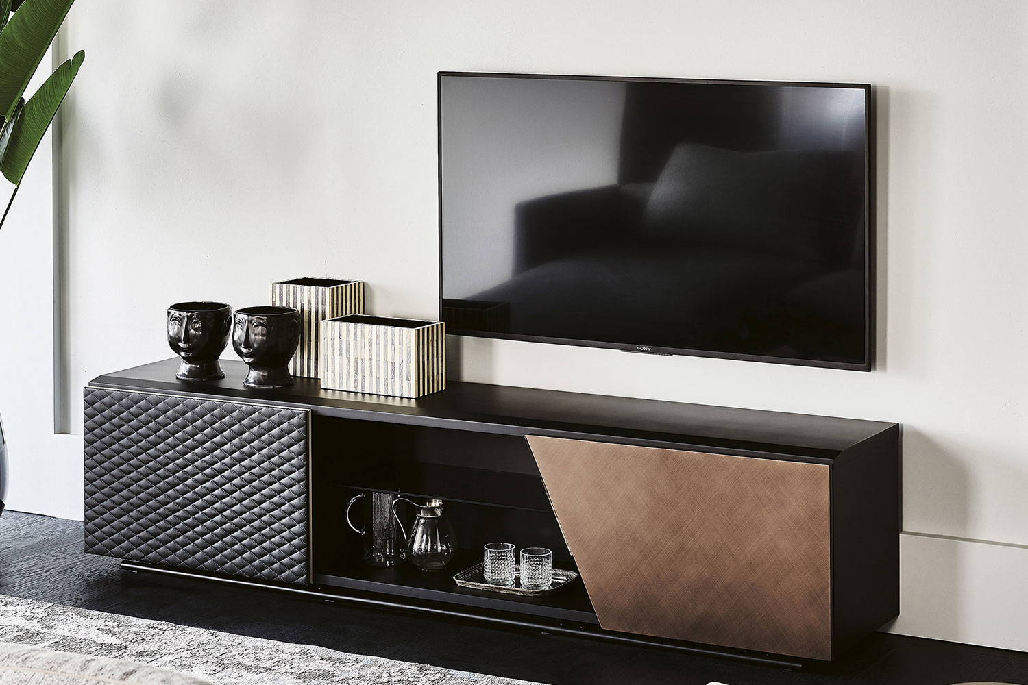 Aston TV stand with Brushed Bronze door