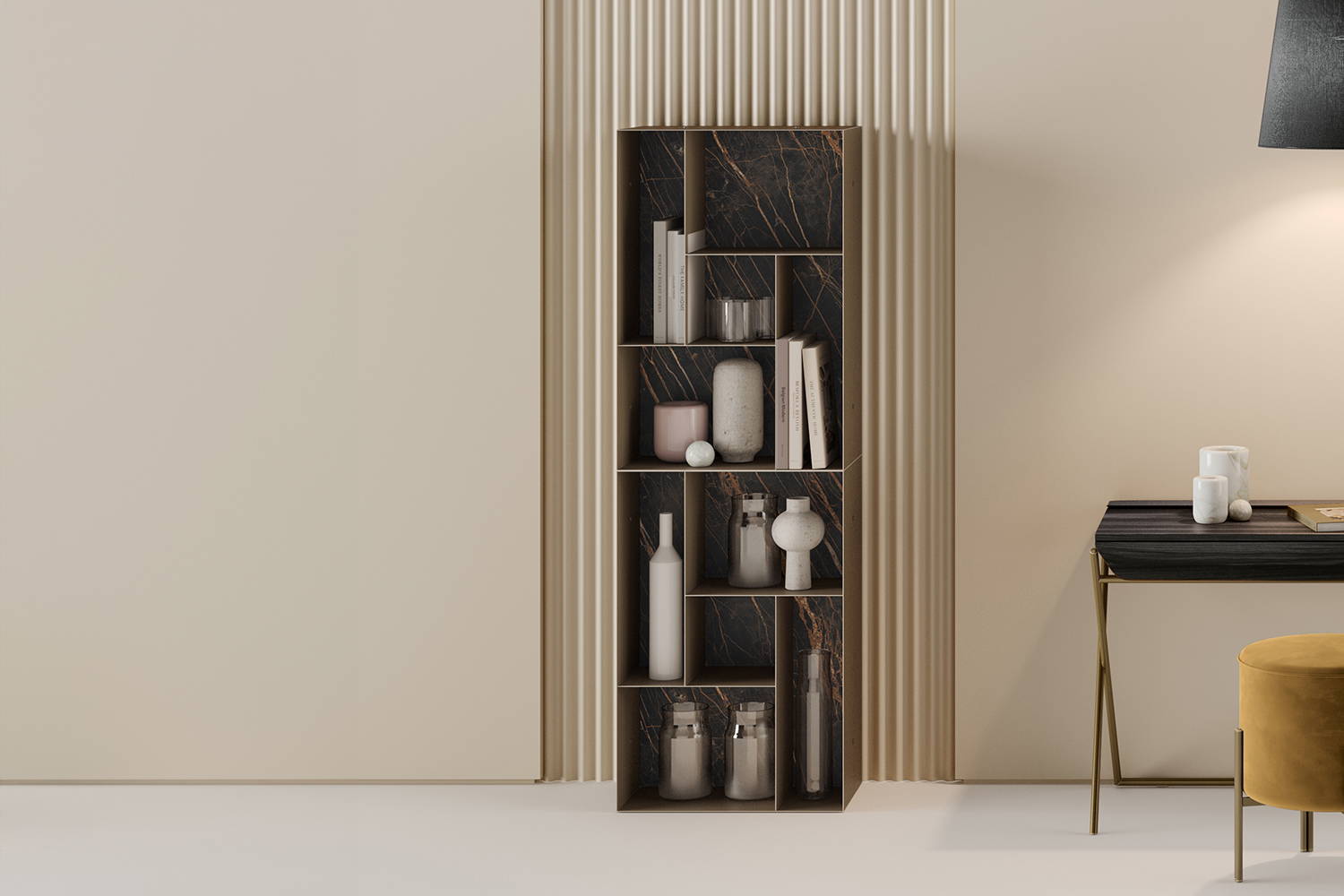 Atena modular bookcase designed by Pocci & Dondoli for Bontempi Casa