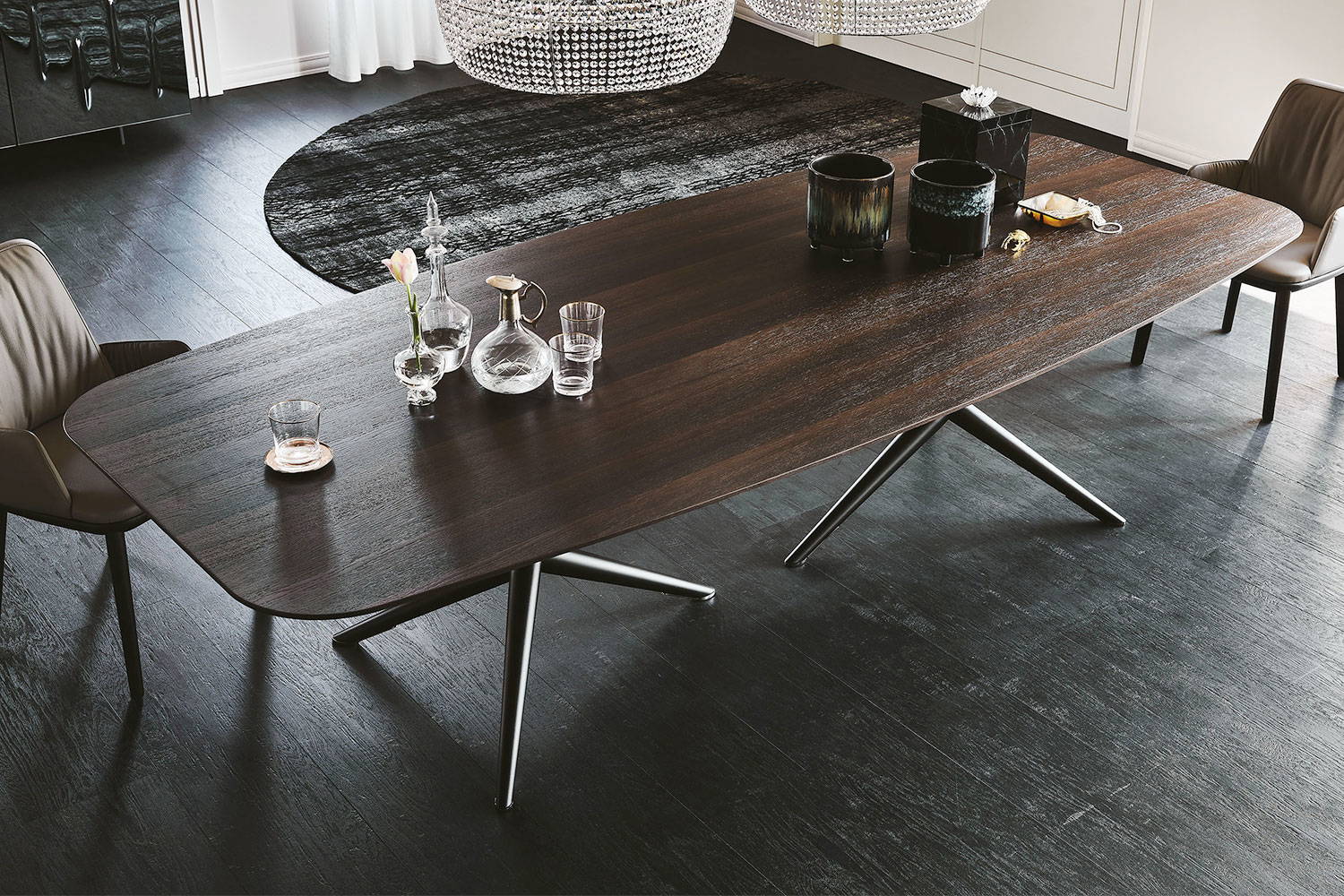 Atlantis Wood barrel dining table top view