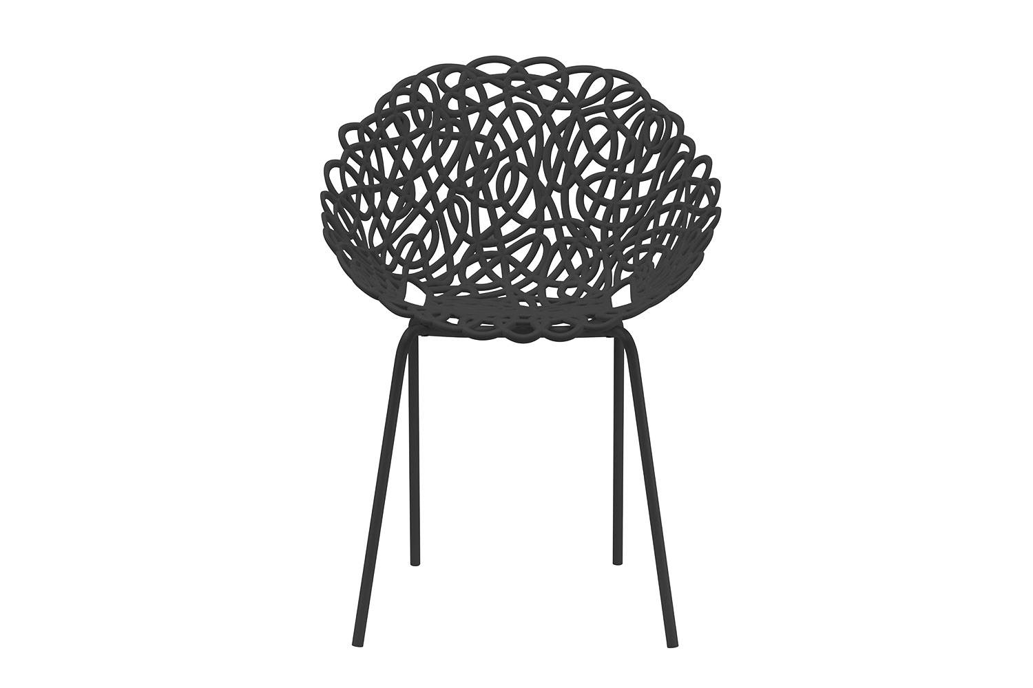 The Bacana Dining Chair front view in a black finish.