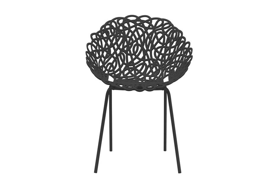 The Bacana Dining Chair front view in a black finish.
