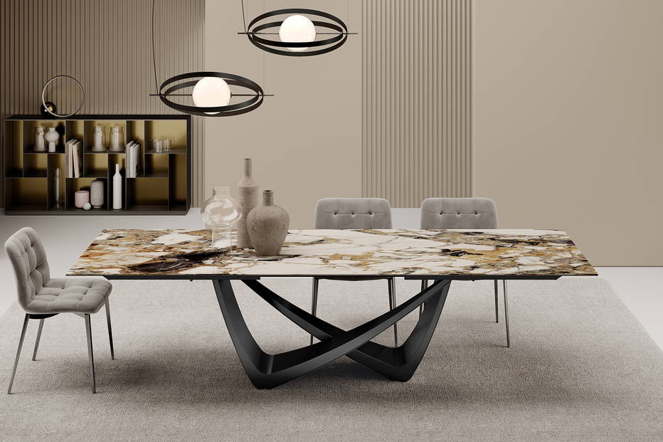 Bach extension dining table designed by Lu.Na Progetti for Bontempi Casa