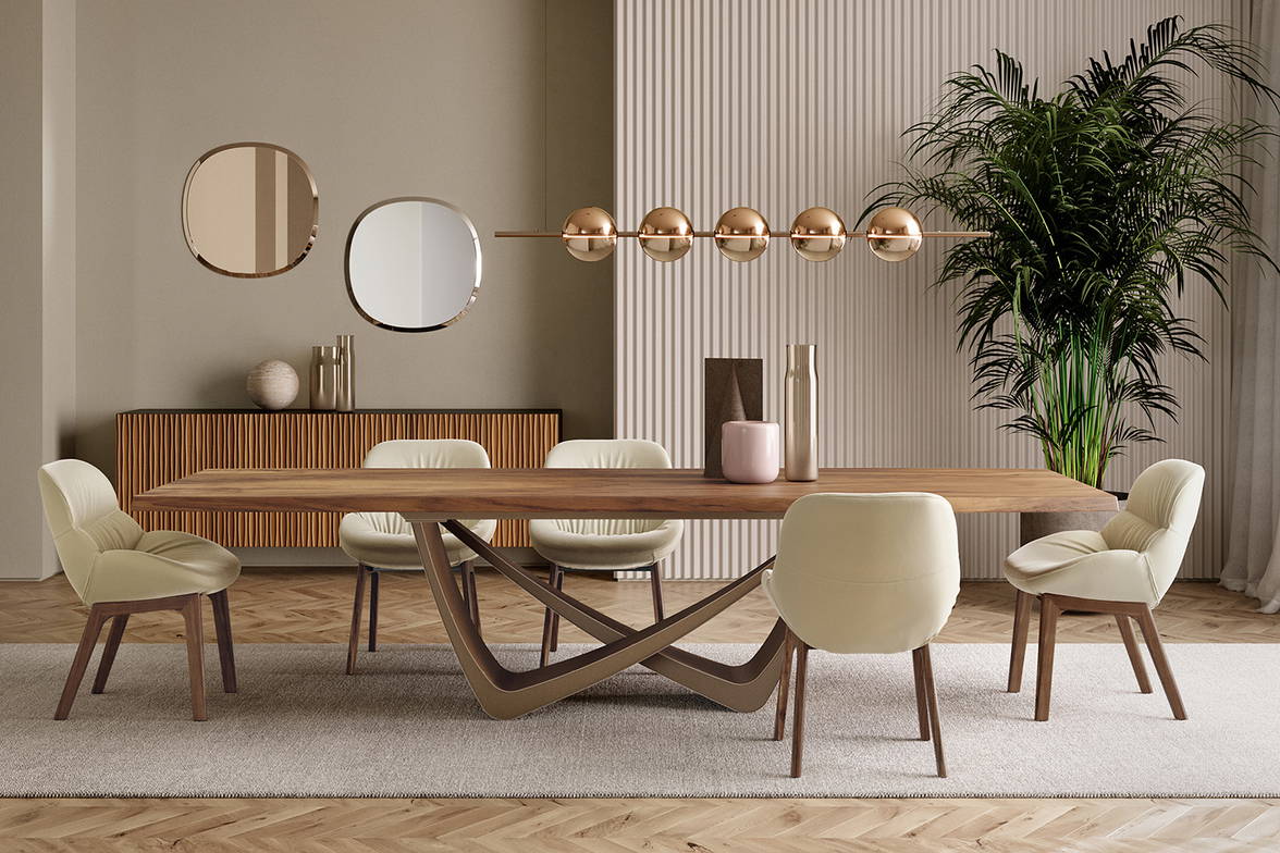 Bach wood dining table designed by Lu.Na Progetti for Bontempi Casa Bach wood dining table designed by Lu.Na Progetti for Bontempi Casa