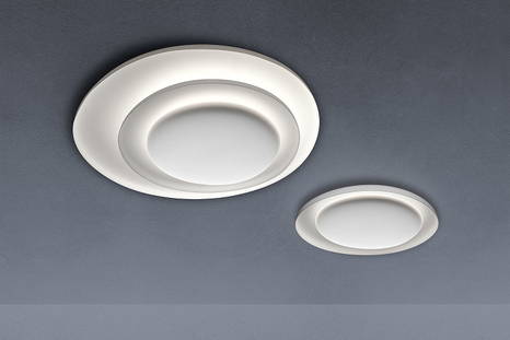 Bahia flush mount lights by Foscarini mounted to the ceiling