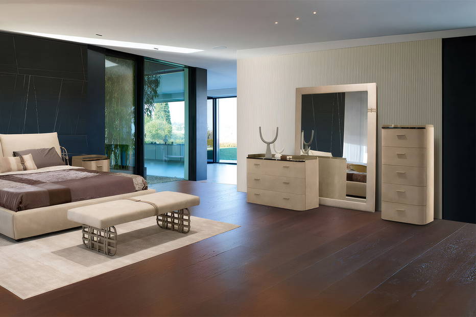 The Baku dresser and chest with the Cocoon mirror.