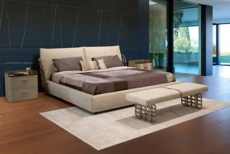 The Baku nightstands with the Cocoon bed.