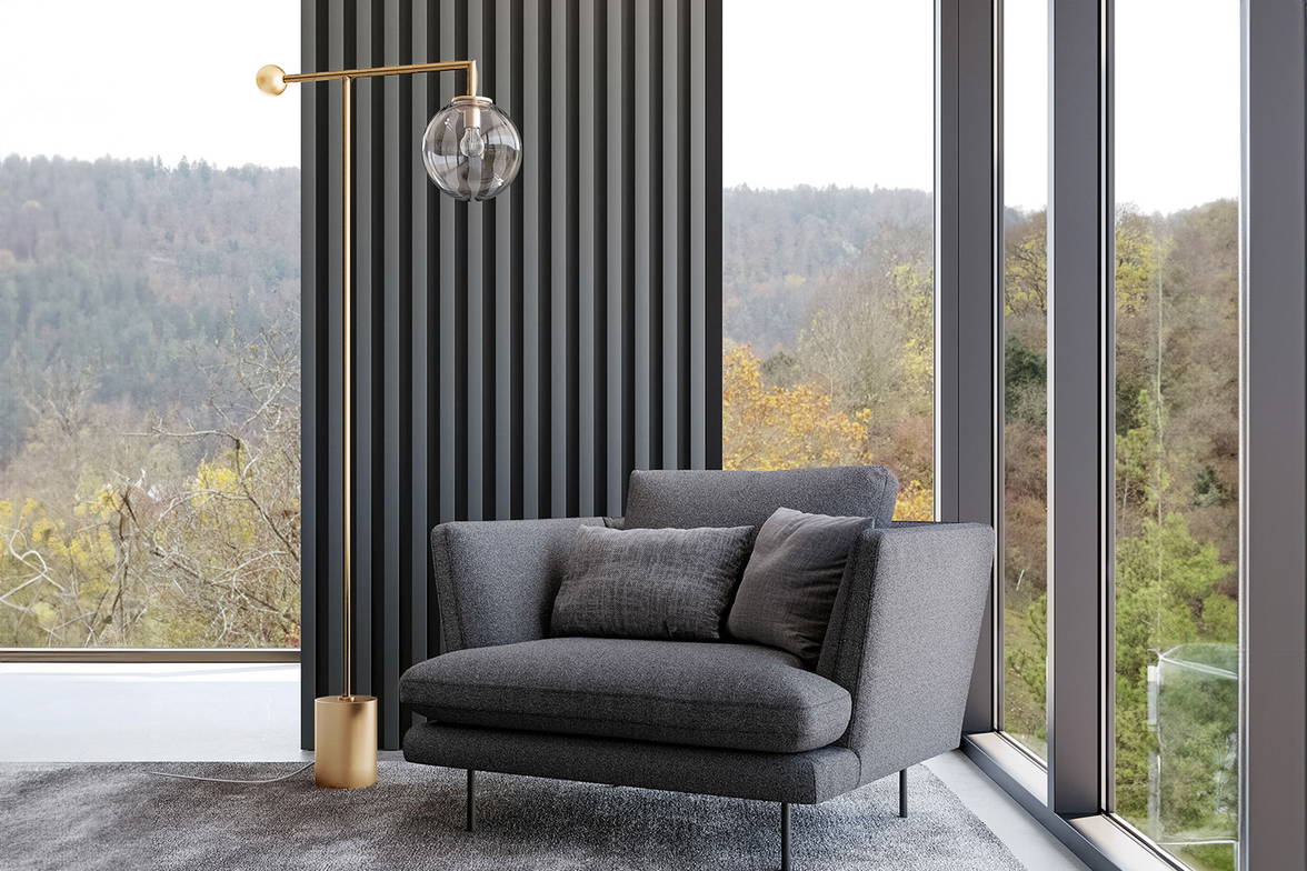 The Bardot floor lamp with the Lars chair. The Bardot floor lamp with the Lars chair.
