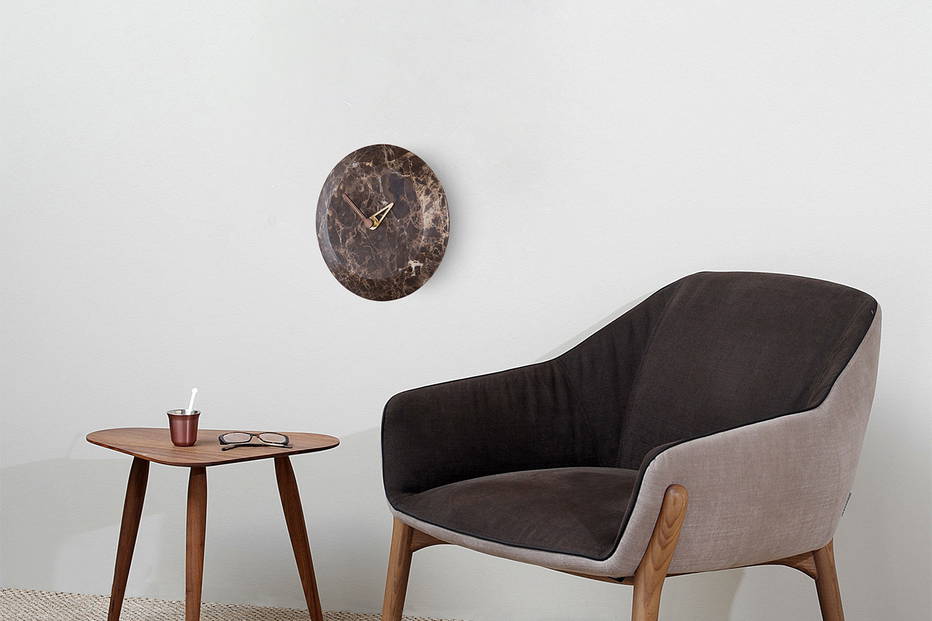 Bari S clock with Emperador Marble