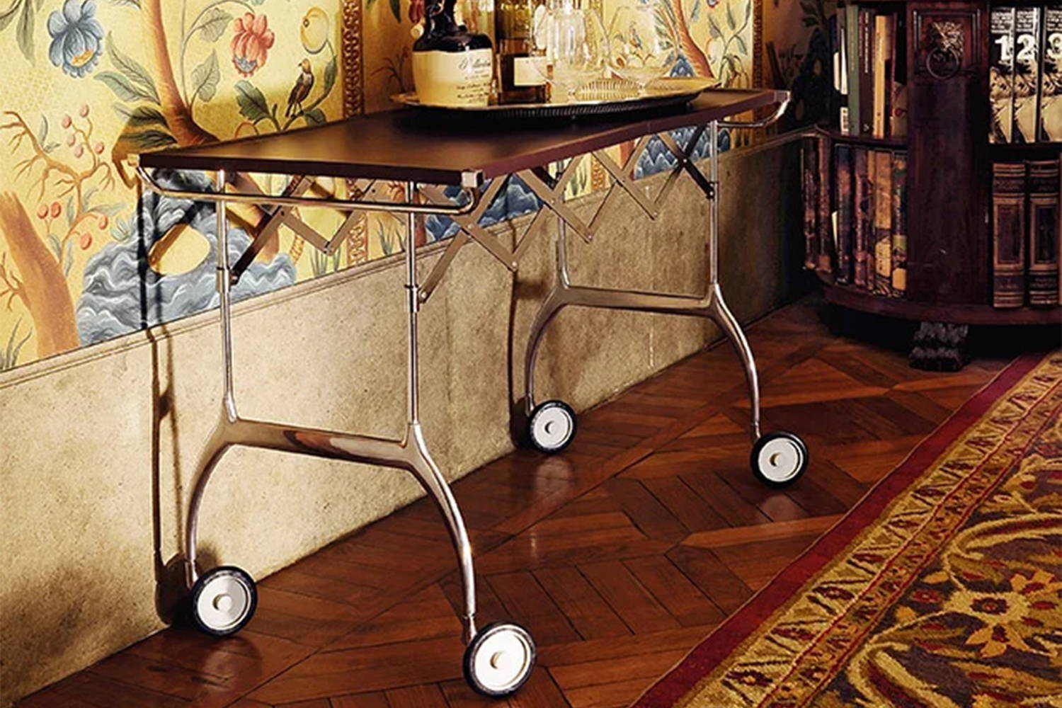 Battista Trolley plum/chrome finish home bar setting 