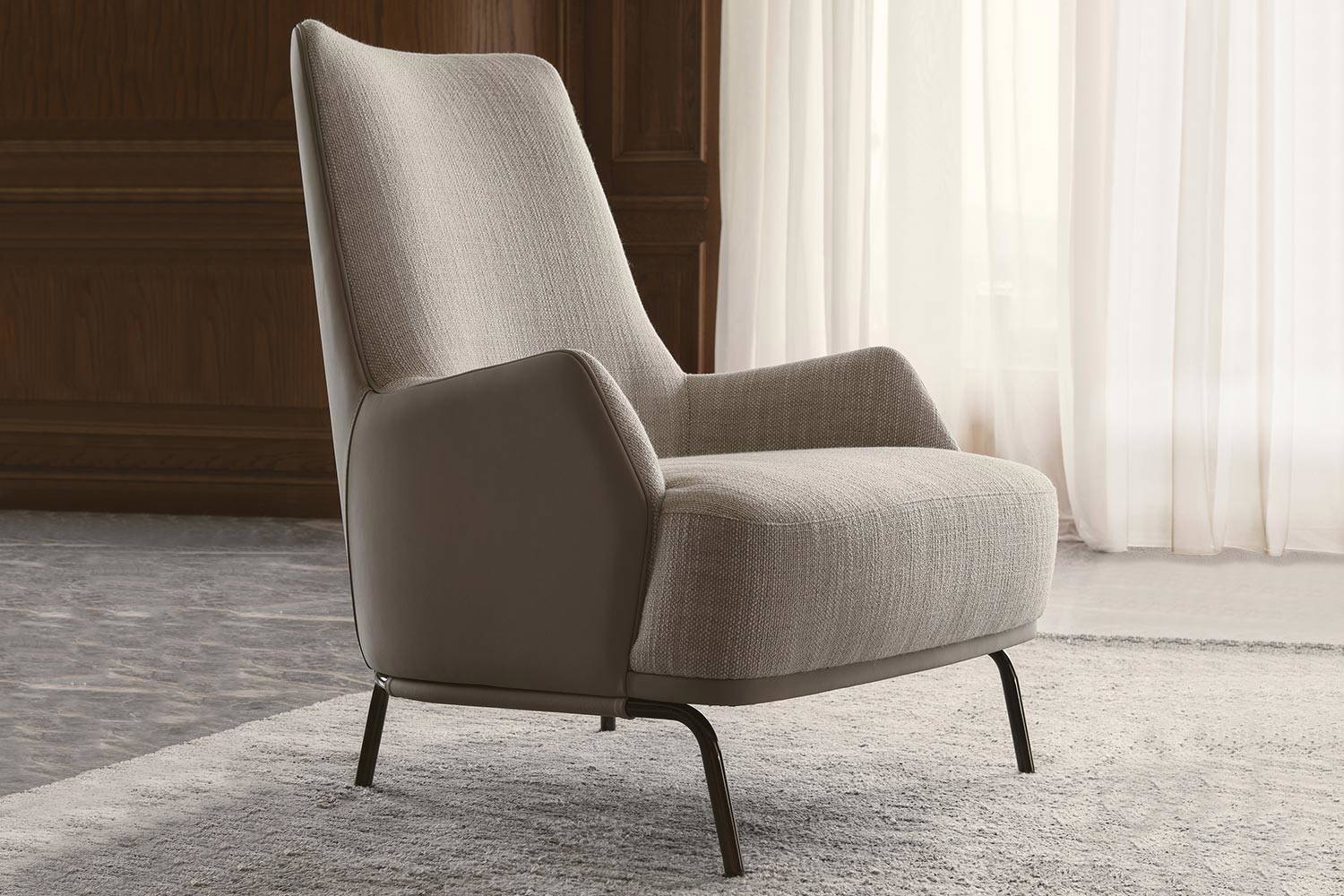 Bea High Armchair by Nicoline Italia (dual-tone upholstery is available on request)