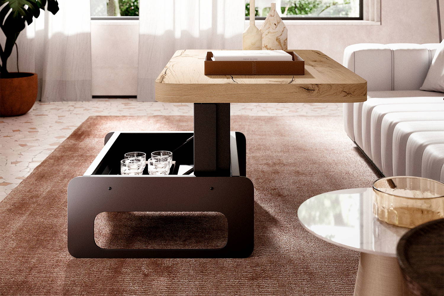 Bell Lift-up Coffee Table by Ozzio Italia