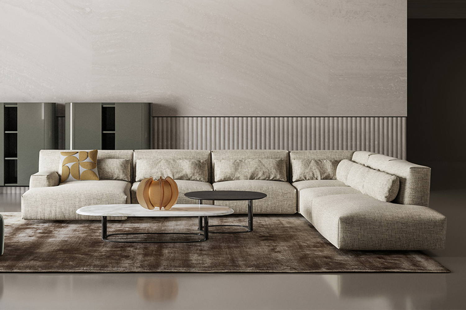 Belloalto J-Shape Sectional Sofa designed by Gabriele e Oscar Buratti