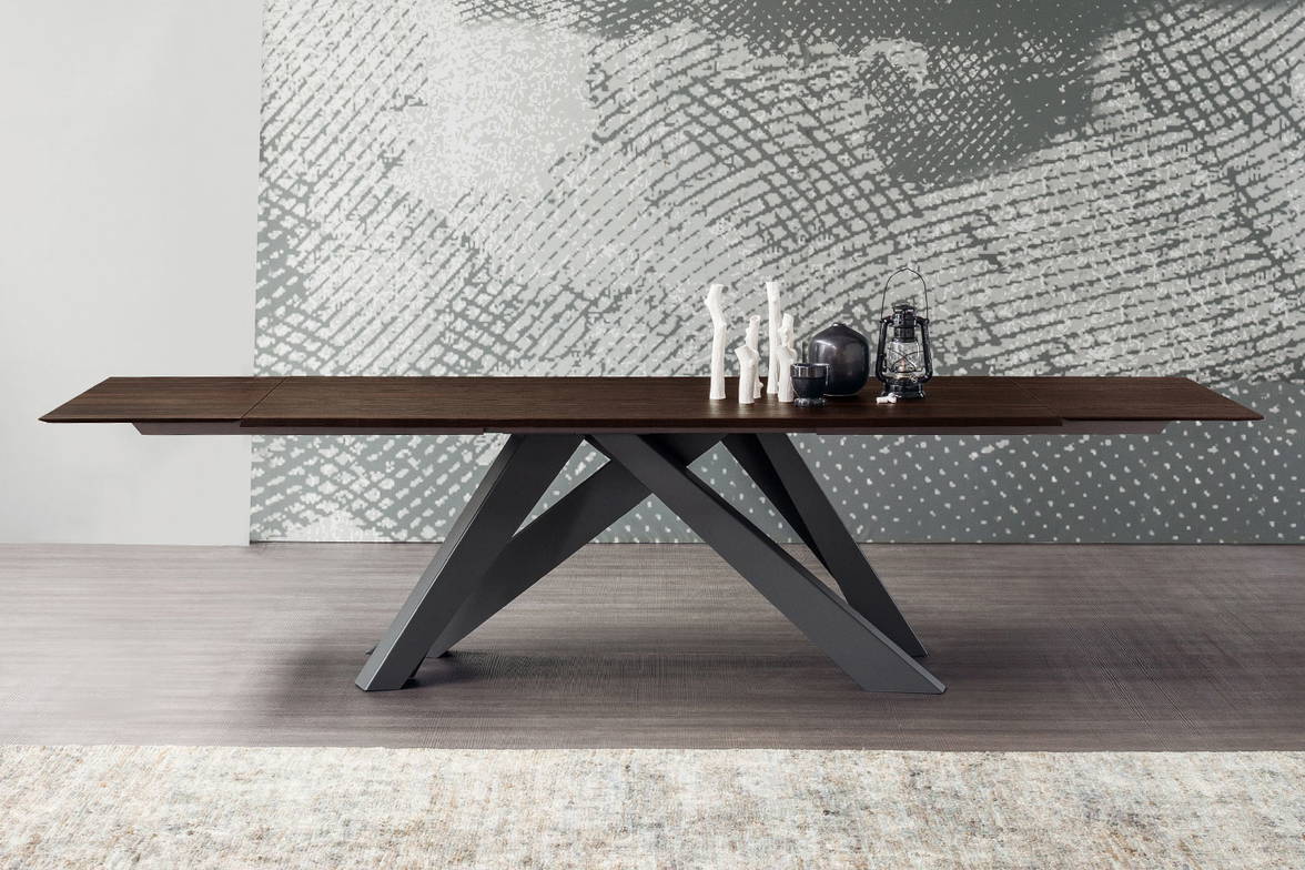 Big extension wood table by Bonaldo with heat-treated oak top Big extension wood table by Bonaldo with heat-treated oak top