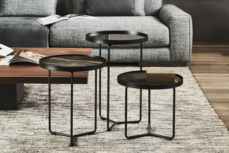 Billy end tables with Portoro ceramic top and Mirrored Bronze glass top(different heights)