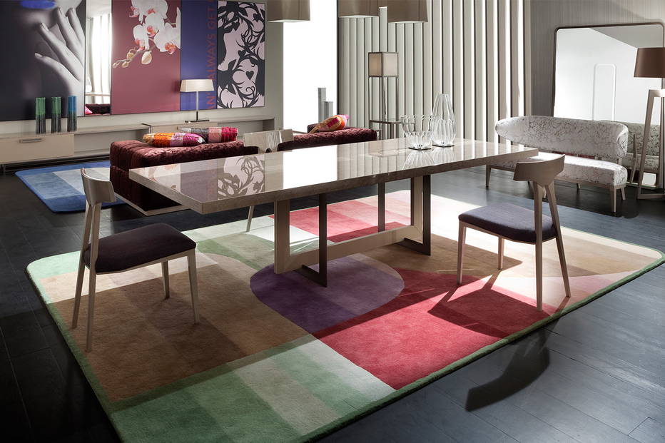 Blade dining table with Flamingo chairs by Costantini Pietro