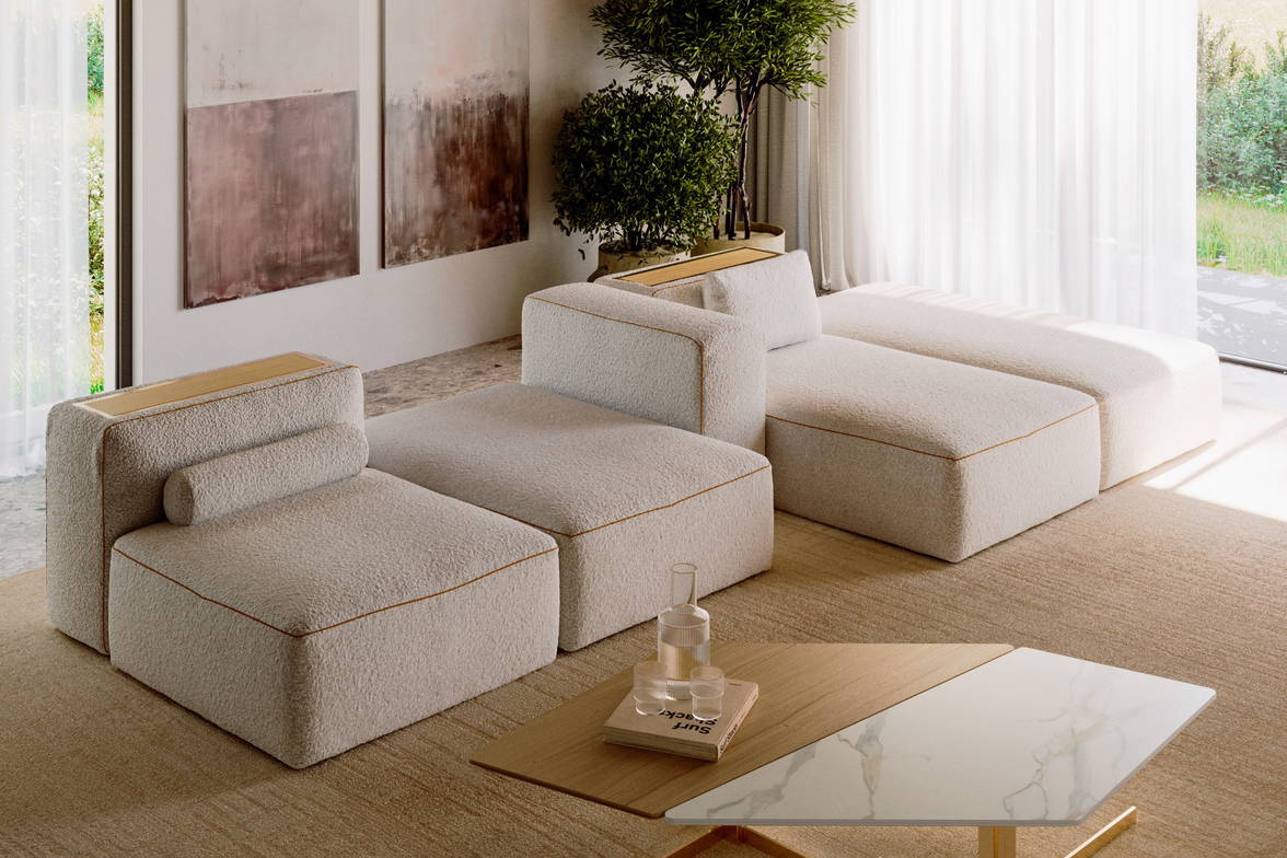 Blake sectional composition with integrated storage compartments Blake sectional composition with integrated storage compartments