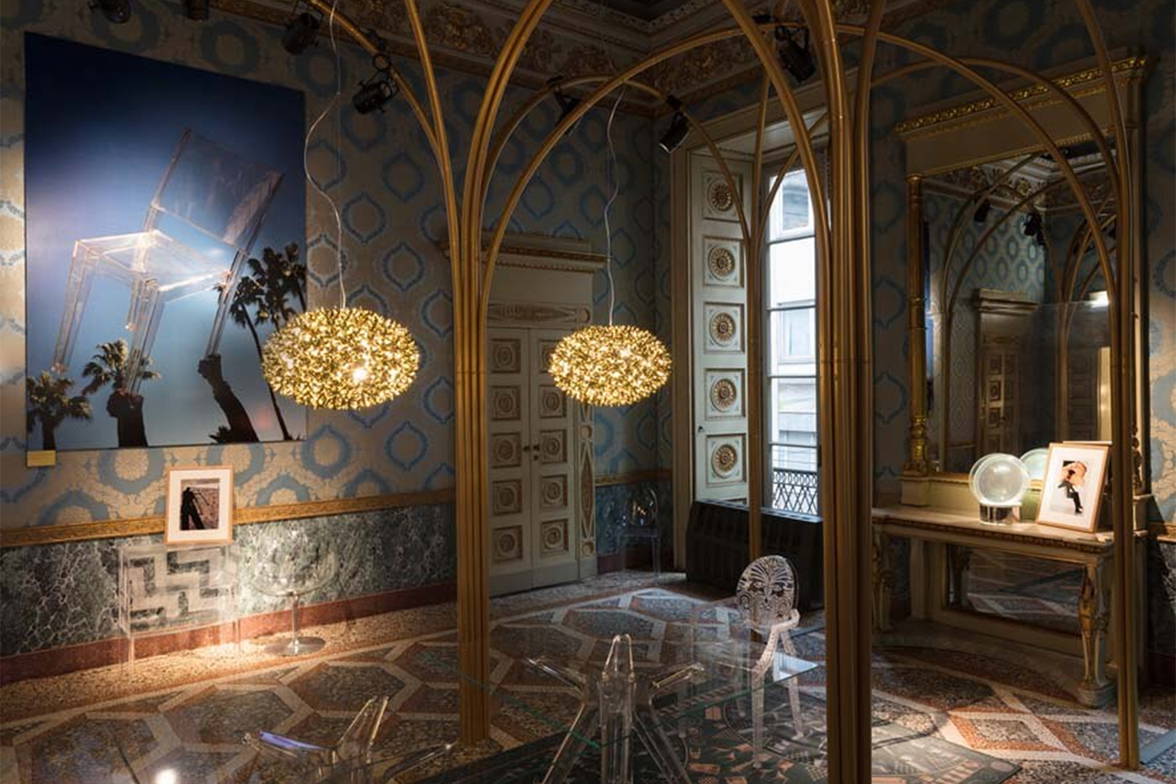 Bloom round suspension light by Kartell in a dining setting Bloom round suspension light by Kartell in a dining setting