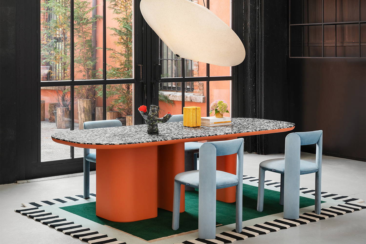 BonBon Triple Pedestal Dining Table designed by Paolo Cappello