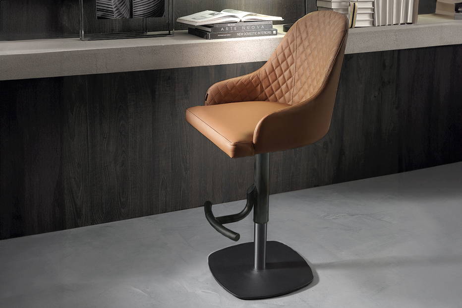 Brando bar stool is adjustable with gas lift pedal swivel base
