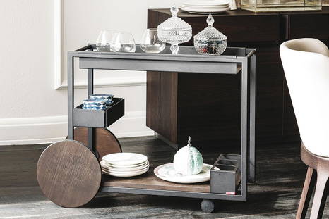 Brandy mobile bar with Burned Oak top by Cattelan Italia
