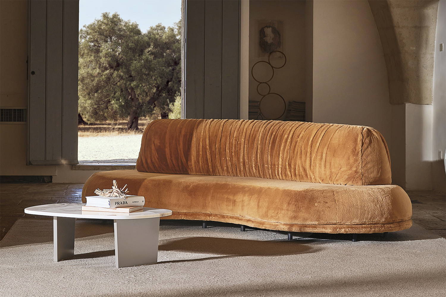 Break curved armless chaise lounge