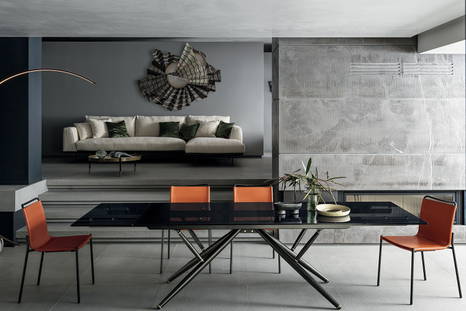 Bridge glass dining table by Pocci & Dondoli for Bontempi Casa