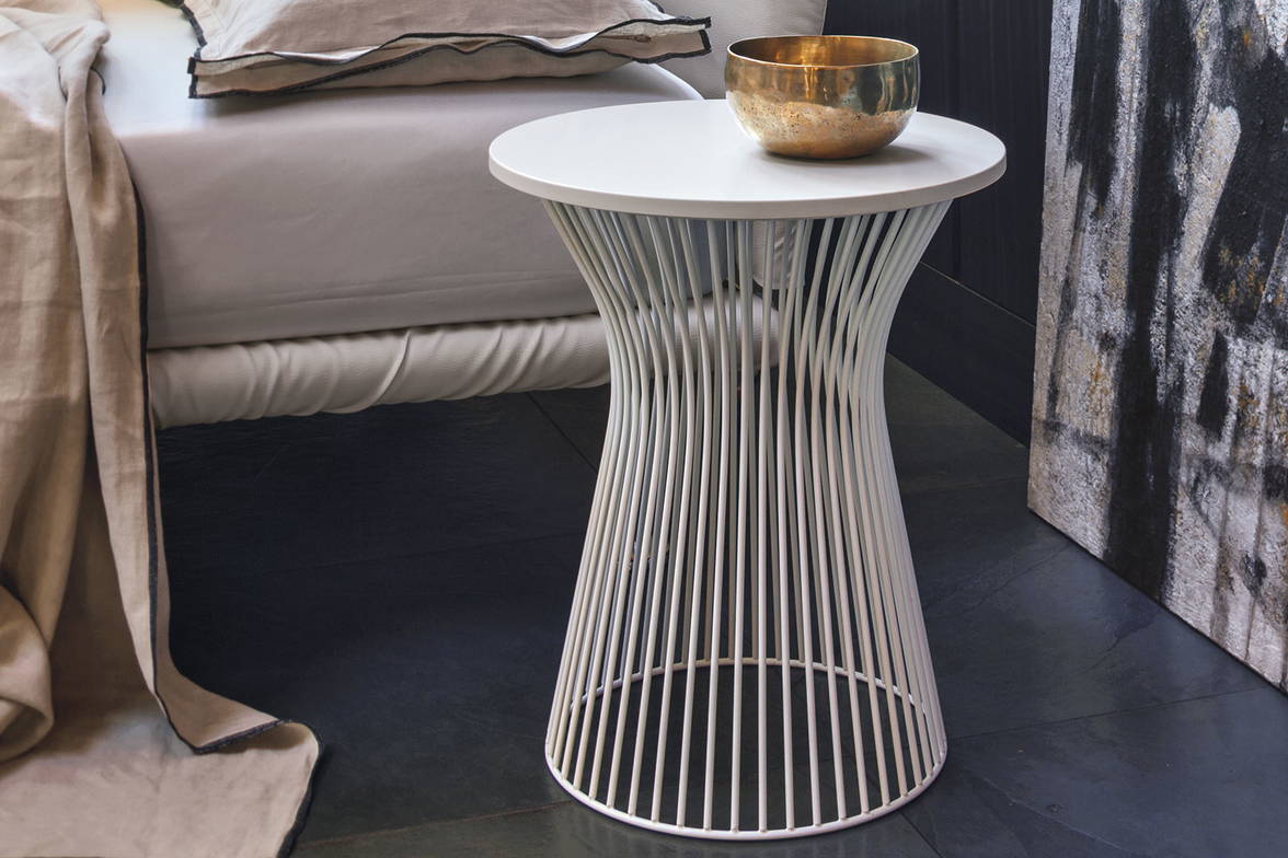 Brigitte end table with matte lacquered base in matching finish Brigitte end table with matte lacquered base in matching finish